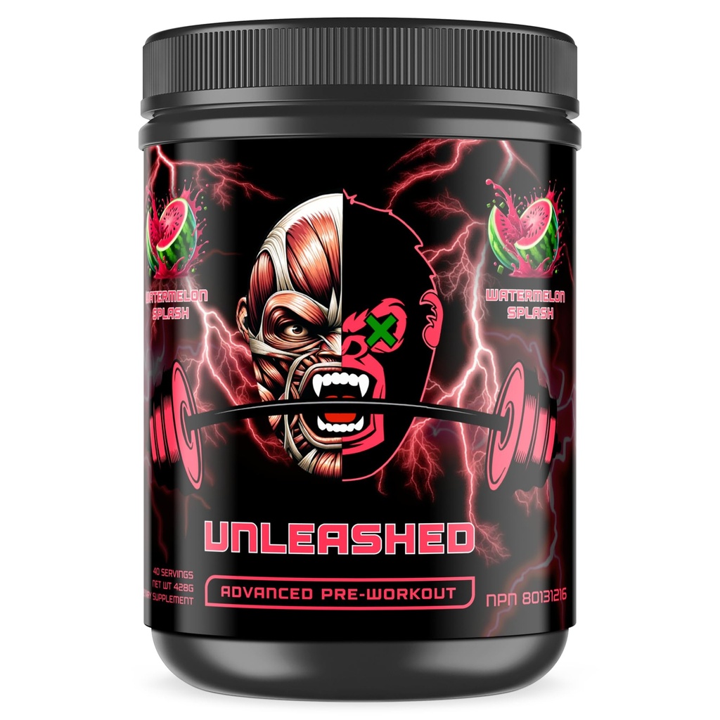 APE-X Unleashed Pre Workout Powder | High Stim Energy, Nitric Oxide Pumps, Enhanced Endurance & Focus | L-Citrulline, Beta Alanine, Alpha GPC, Caffeine | 40 Servings (Watermelon Splash)