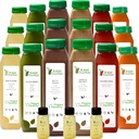 7 dag Protein Juice rense af rå springvand, Alle naturlige rå Detox rense, kolde presset frugter, grøntsager, vanille og chokolade flavor, Tasty og energizing, 42 flasker 12oz, 3 Ginger Shots