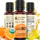 Økologisk flydende D-vitamin dråber til børn og voksne, sukker gratis. Let at bruge 1.000 IE / drop i kokos MCT olie. Laster måneder, bedste til høje doser. Max Absorption VIT D3 supplement. Stor smagsprøve (Citrus)
