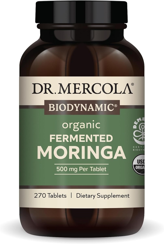 Dr. Mercola - Biodynamisk organisk gæret Moringa Kosttilskud, 270 Servere (270 tabletter)