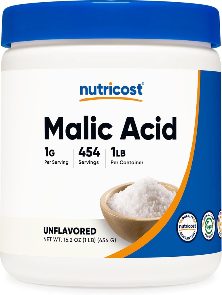 Nutricost Malic Acid Powder 1LB - Gluten Free, Non-GMO (454 Bedste)