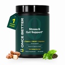 Once Better™️ Stress & Gut Support Supplement – Ashwagandha KSM-66®, L-Theanine, Magnesium Glycinate, Probiotics & Inulin for Digestive Health & Stress Relief – 60 Capsules - Men & Women