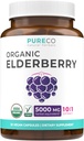 Økologiske hyldebærkapsler - 10: 1 Uddrag svarende til 5,000mg friske hyldebær (Vegan) til immunstøtte, Allergi, Sinus Relief - Sambucus Nigra - Black Elderberry - 30 Caps (Ingen piller eller Gummies)