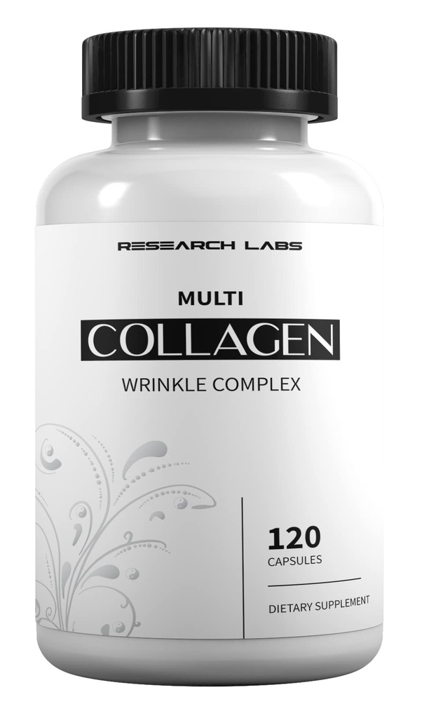 Forskning Labs Promo 120 Collagen piller - 6000 mg. Græs Fed Anti- Aging Support for Skin, Joints, Tendons, Bones, Hår og Nails. Paleo Friendly. Kollagen peptider pulver supplement