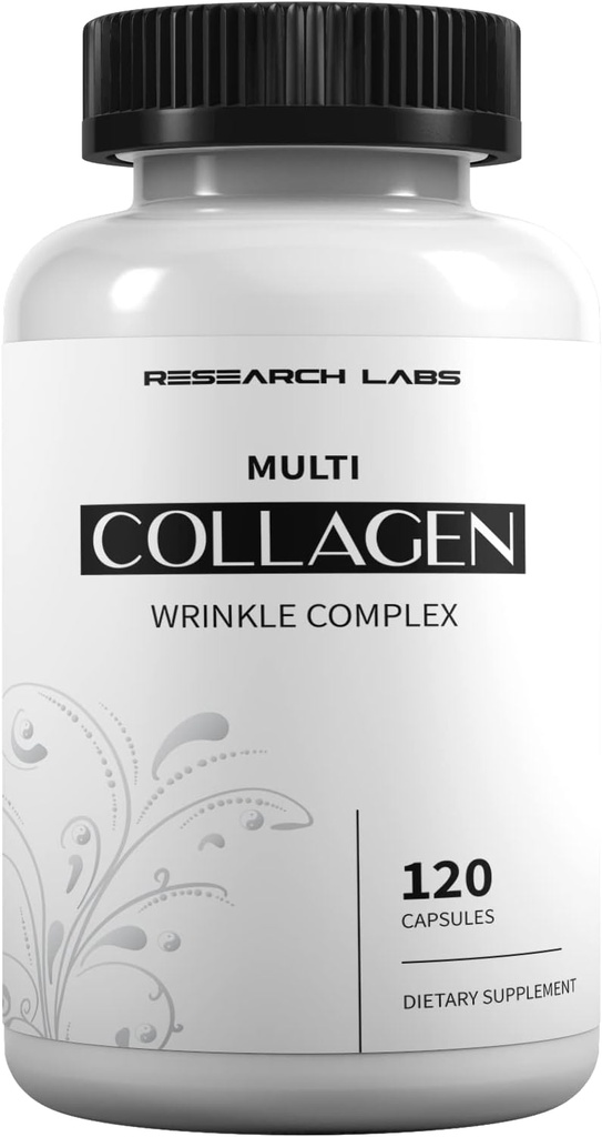 Forskning Labs Promo 120 Collagen piller - 6000 mg. Græs Fed Anti- Aging Support for Skin, Joints, Tendons, Bones, Hår og Nails. Paleo Friendly. Kollagen peptider pulver supplement