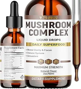 Flydende champignon Complex 124; Herbal Liquid Drops # 124; champignon Supplement # 124; Lion 's Mane, Reishi, Shiitake, Chaga, Cordyceps, Coriolus Versicolor # 124; NonGMO 2oz - 60 Day Supply