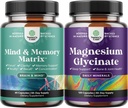 Bundle af Advanced Brain Supplement for hukommelse og fokus og Magnesium Glycinate kapsler til voksne - Memory Supplement for Brain Fog Clarity Energy and Recall - Sleep Support Immunity & Bone Health
