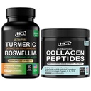 Turmeric Boswellia Extract Supplement 2000 mg + Collagen Peptides Powder with Vitamin C & Hyaluronic Acid - from Organic Cleanest Sources & Super High Absorption - Hydrolyzed Multi Type I, II, III, V,