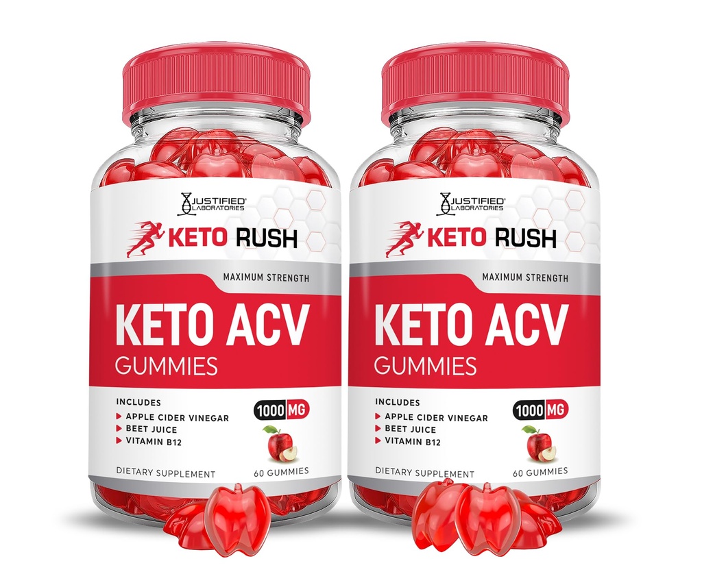 Justified Laboratories (2 Pack Keto Rush Keto ACV Gummies Advanced Formel 1000MG Powder B12 Vegan Non GMO 120 Gummys