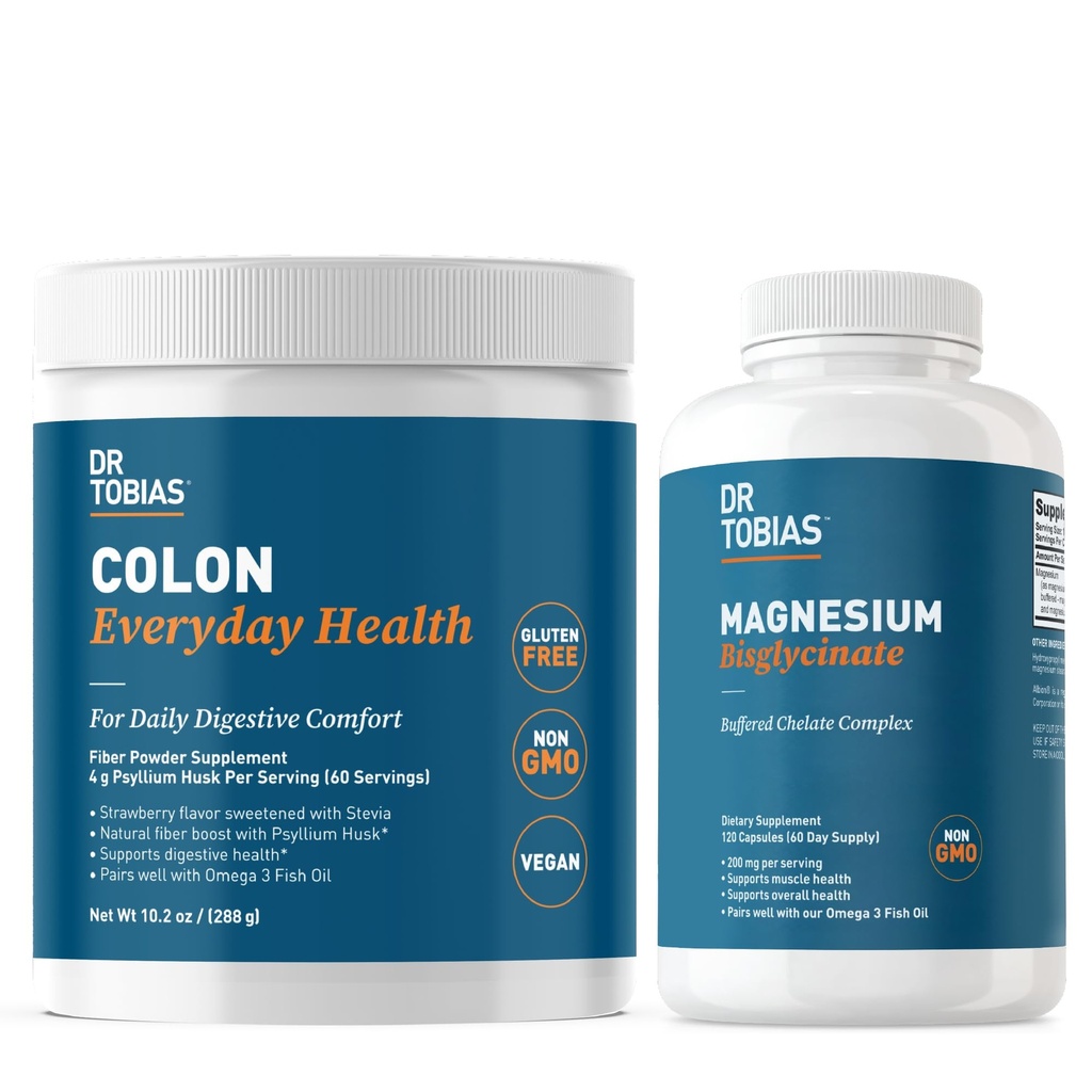 Dr. Tobias Colon Everyday Health & Magnesium Bisglycinate - fordøjelseskomfort og støtte til muskel & ben sundhed, Vegan, non-GMO