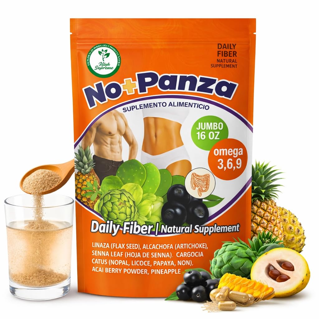 Daily Fiber Wellness Blend – Mezcla de Fibra Diaria 16 oz Natural Plant-Based Supplement,Flaxseed,Alcachofa, Garcinia,Nopal,Senna,Noni,Açaí,Piña & Omega 3-6-9,Panza(Cactus,Papaya) Bienestar Digestivo