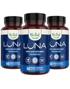 Nested Naturals Luna Melatonin Free, Non- Habit Forming Urtebad Supplement w / Kamille, Valerian, L- Theanine, 180 Vegan Kapsler (60 kapsler Per flaske)