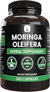 Pure Original Ingredienser Moringa (365 kapsler) Ingen Magnesium eller Rice Fillers, Altid Pure, Lab Verified