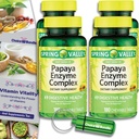 Spring Valley Papaya Enzyme Complex Chewable Tablets Digestive Health 180 Ct 4 pk (720 Total) + Vitamin Vitality & Pill Container (6 Items)!