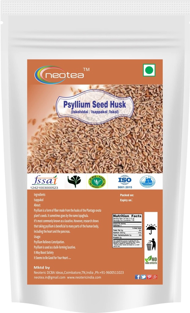 neotea Isabgol/Ispaghula (Psyllium Husk) 250g – Natural Dietary Fiber Supplement