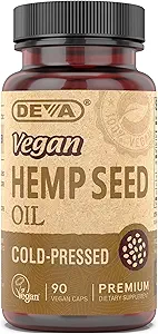 DEVA Vegan Virgin Hemp Seed Oil Capsules – Cold-Pressed, Unrefined, 90 Count
