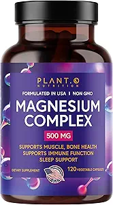 Plant.O Premium Magnesium Supplement [Vegan Oxide & Citrate, 500mg] High Absorption Complex for Sleep, Calm, Muscle Relaxer, Natural Energy, Non-GMO 120 Veggie Capsules