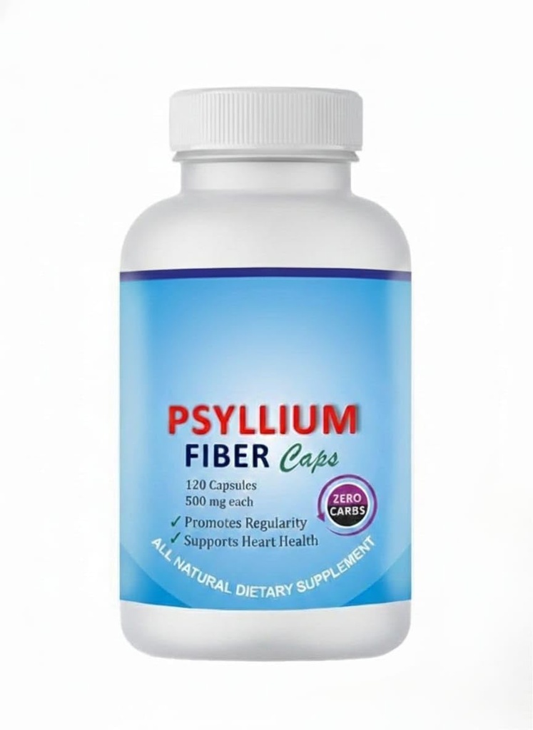 Psyllium (Sat Isabgol) Capsules: 120 Capsules (500 mg each),fiber for Effectively Relief from Constipation and Rich Source of Dietary Fiber.