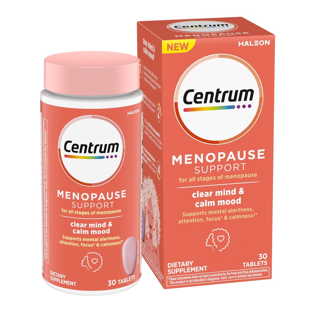Centrum Clear Mind og rolig Mood Menopause Support Tablets, med Klinisk Studerede EnXtra, 30 Greve