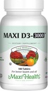 Maxi Health D3 3000 IE 75 mcg vitamin D supplement til sunde knogler, tænder, immunforsvar - VIT D3 supplement let at synke non-GMO, supplement til mænd og kvinder - Kosher (180 tabletter)