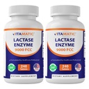 Vitamatic Lactase Enzyme 9000 FCC 240 Tablets - Lactose Intolerance Relief Caplets- 2 Pack