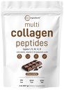 Micro Ingredients Multi Collagen Peptider Powder, 2lb Yep 124; Type I, II, III, V, X + Biotin, C-vitamin & hyaluronsyre; Chokolade Flavor 124; Understøtter hår, hud & fælles sundhed Mep 124; Keto, Non- GMO