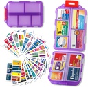 Pill Organizer med Medicine Labels Travel Daily Pill Container Mini Medication Organizer Storage Pill Organizer Travel Essentials Pill Case 7 Dag (Lilla & 161 Lables)