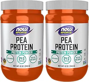 NOW Sports Nutrition, Pea Protein 24 g, Easily Digested, Unflavored Powder, 12-Ounce (Pack of 2)