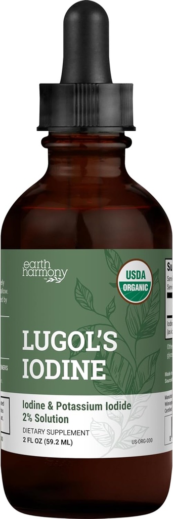 Organic Lugol 's Jod, Jod og Kalium Jodide 2% Løsning 3000 mcg - Flydende supplement Drops til Thyroid Support til kvinder & mænd, Metabolisme Sundhed, Detox Boost - Non- GMO, 395 Servere (2 Oz)