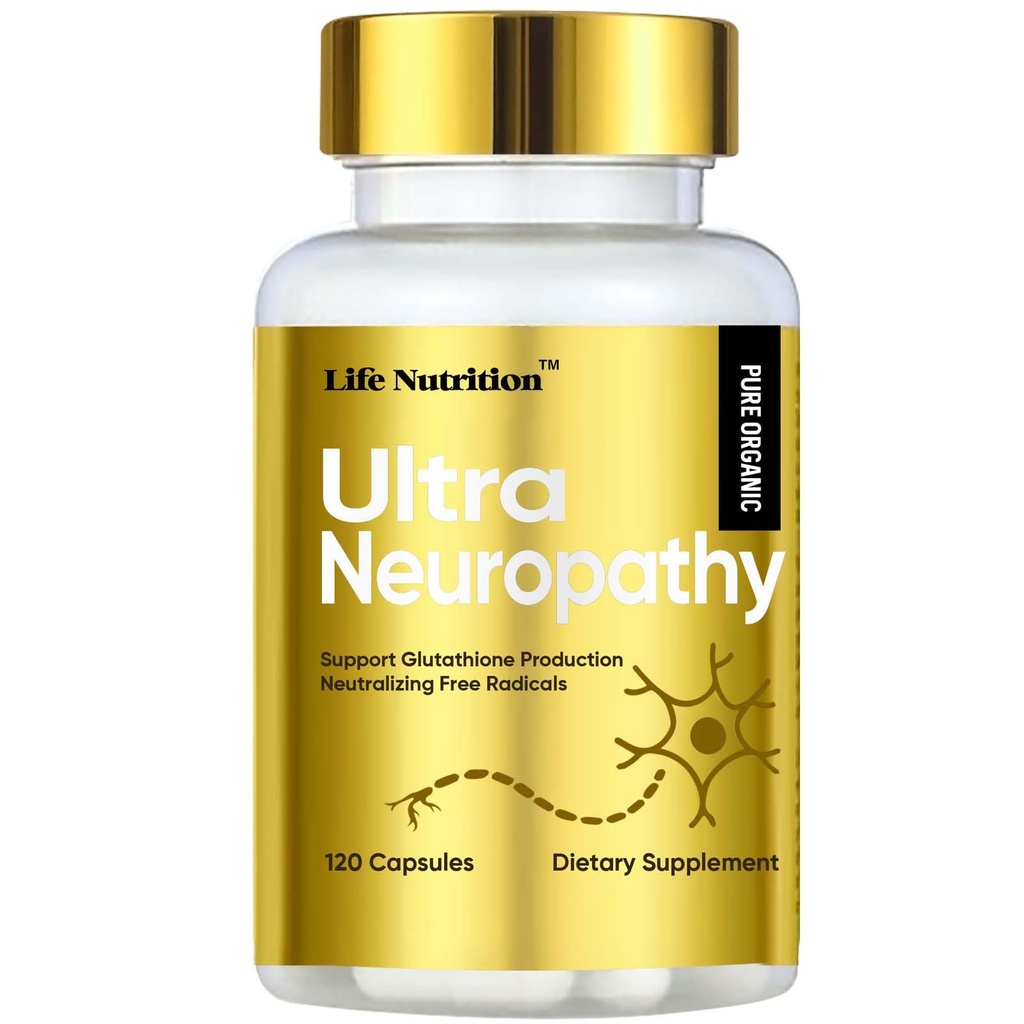 Life Nutrition Neuropathy Support Supplement - 600mg Alpha Lipoic Acid (ALA) & 10 Nerve Soothing Ingredients - Advanced Nerve Relief Formula for Hands, Fingers, Toes & Feet - 120 Capsules