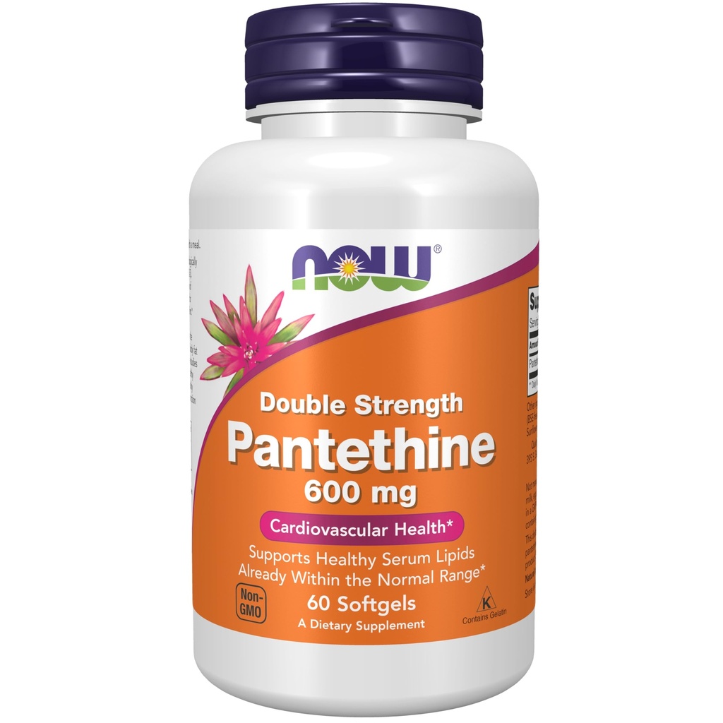 Now Foods Supplements, Pantethine (Coenzym A Precursor) 600 mg, Double Strength, Cardiovaskulær Health *, 60 Softgels