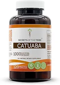 Secrets of the Tribe Catuaba 120 Capsules, 1000 mg, Wildcrafted Catuaba (Erythroxylum catuaba) Tørret Bark (120 Capsules)