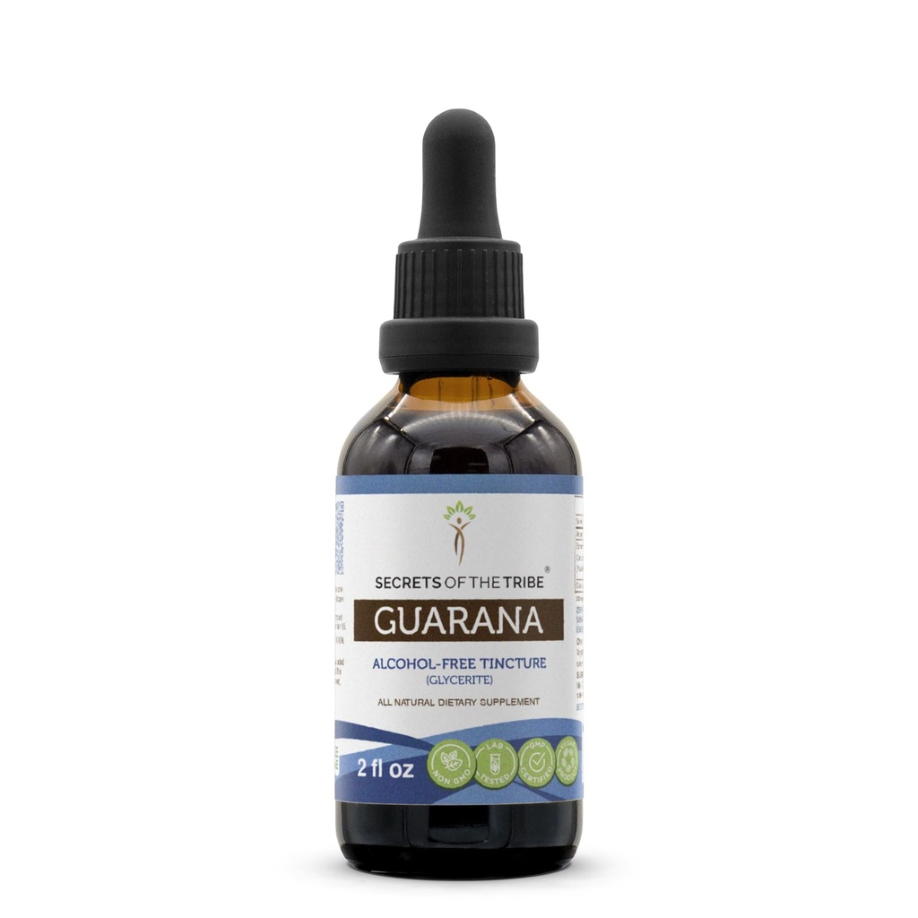 Secrets of the Tribe Guarana Tincture Alcohol-Free Extract, Guarana (Paullinia cupana) Dried Seed (2 FL OZ)