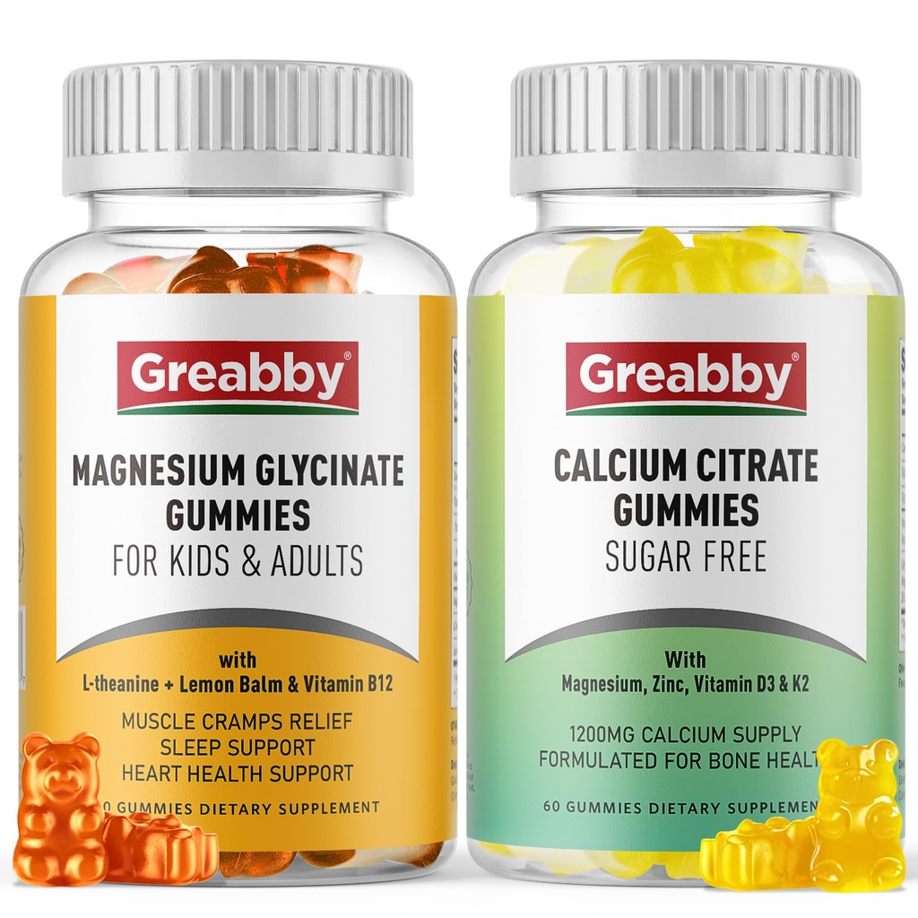 Magnesium Glycinat Gummier, Calcium Citrate Gummier til børn og voksne, Knoglestøtte