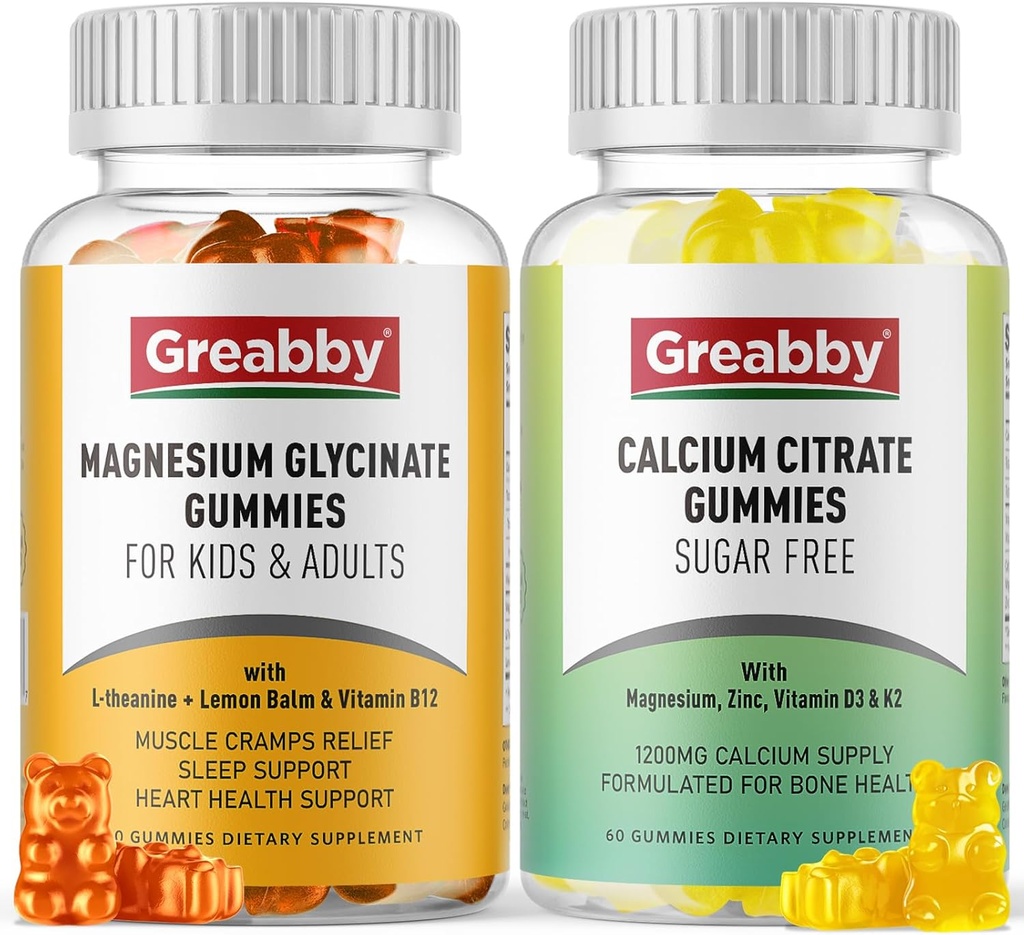 Magnesium Glycinat Gummier, Calcium Citrate Gummier til børn og voksne, Knoglestøtte