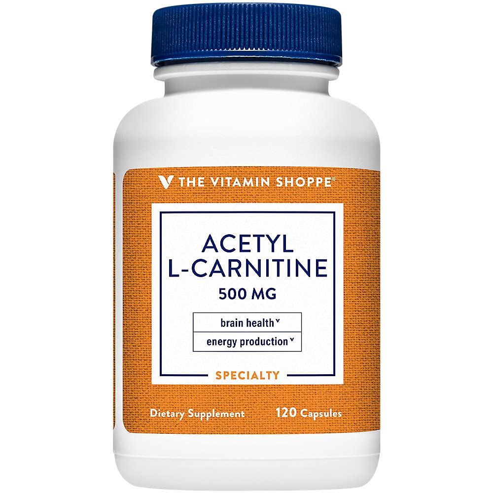 Acetyl- L- Carnitin 500mg - Understøtter sund hjerne & hukommelse funktion, fremmer energiproduktion - Carnipure ™ Tilbyder L- Carnitin form (120 kapsler) af Vitamin Shoppe