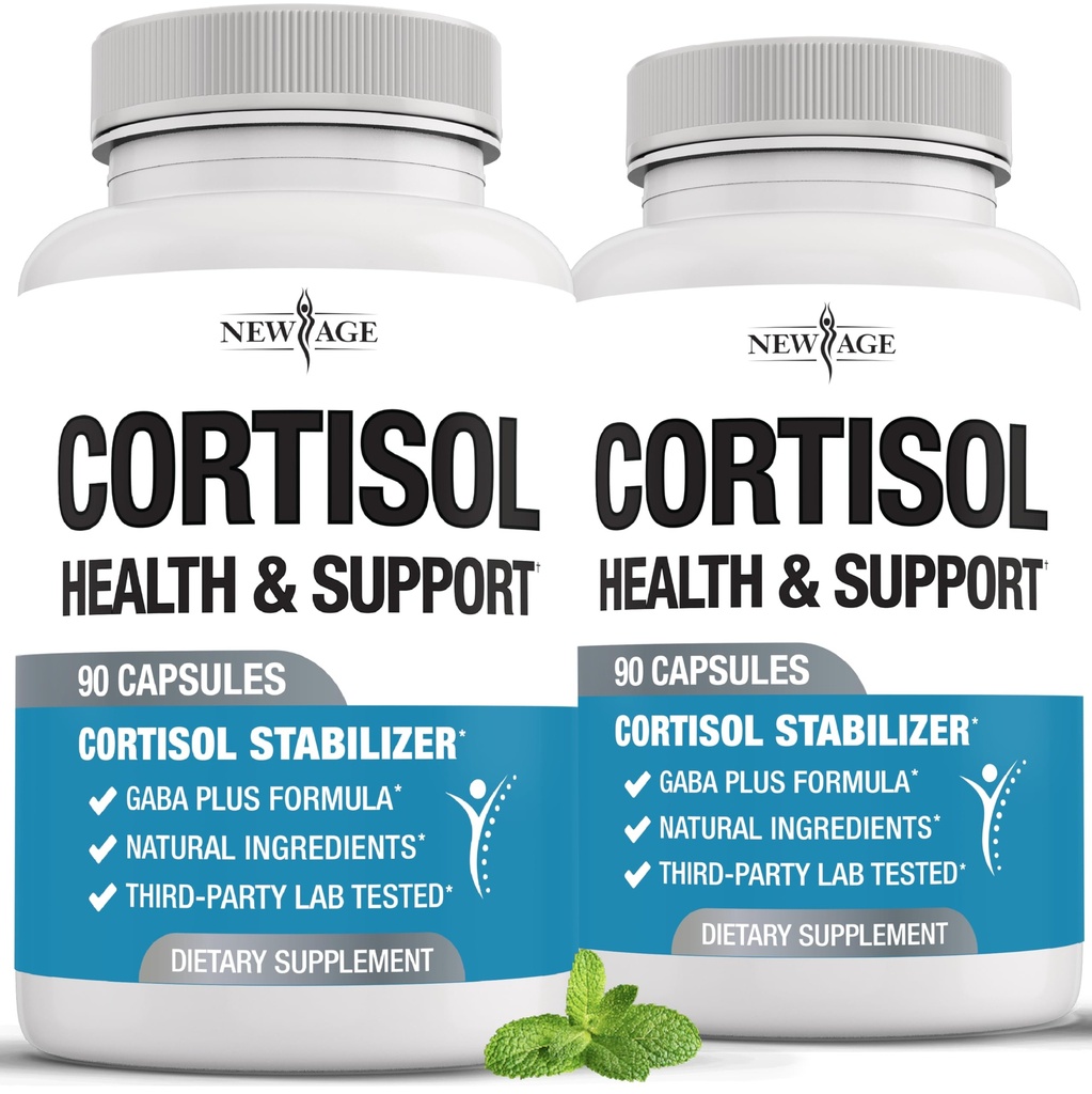 NEW AGE Cortisol Supplement for Women - Natural Cortisol Detox Manager Reducer - Ashwagandha, GABA, 5 HTP, L-Tryptophan, L-Theanine - 180 Count