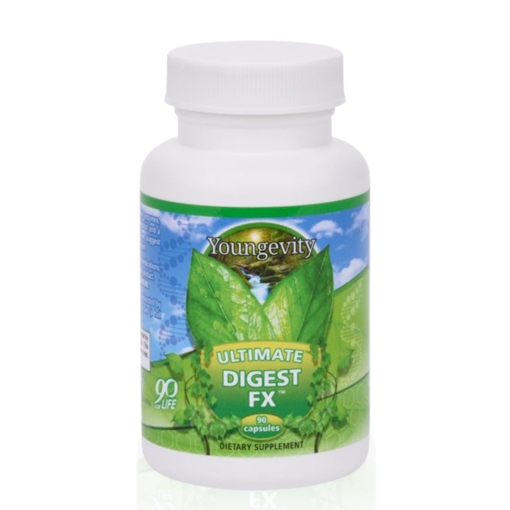 Youngevity Ultimate Digest FX™ - Ultra Prebiotic, Probiotic, & Enzyme - Plant Enzyme Blend - FOS Blend - Sea Minerals - 15 Billion Lactobacillus Blend - Digestion Aid - 90 Capsules