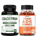 Colostrum (120 Greve) Bovin Colostrum Kapsler Supplement for voksne og ADK Vitamin D3 (60 Gummies) D & K - 10 Vegan Supplement - Lækker Raspberry Flavor - Ikke GMO Tredjeparts testet - USA Made