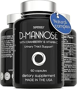 D-Mannose 1000mg Kapsler - D-Mannose med Cranberry Extract og C-vitamin - 60 Kapsler 500mg Høj Styrke - Urinære Tract Sundhed for kvinder & mænd - Vegan & ikke-GMO - Fastvirkende naturlige UTI støtte
