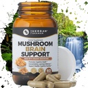 Mushroom supplement Hjerne Support 124; Organic Lions Mane, Cordyceps, Ginkgo Leaf, Gotu Kola + Mere Budd124; Naturlige Urtetilskud (60 kapsler)