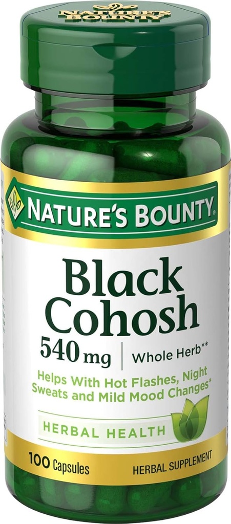 Nature 's Bounty Black Cohosh Root Pills and Herbal Health Supplement, Natural Menopausal Support, 540 mg, 100 kapsler