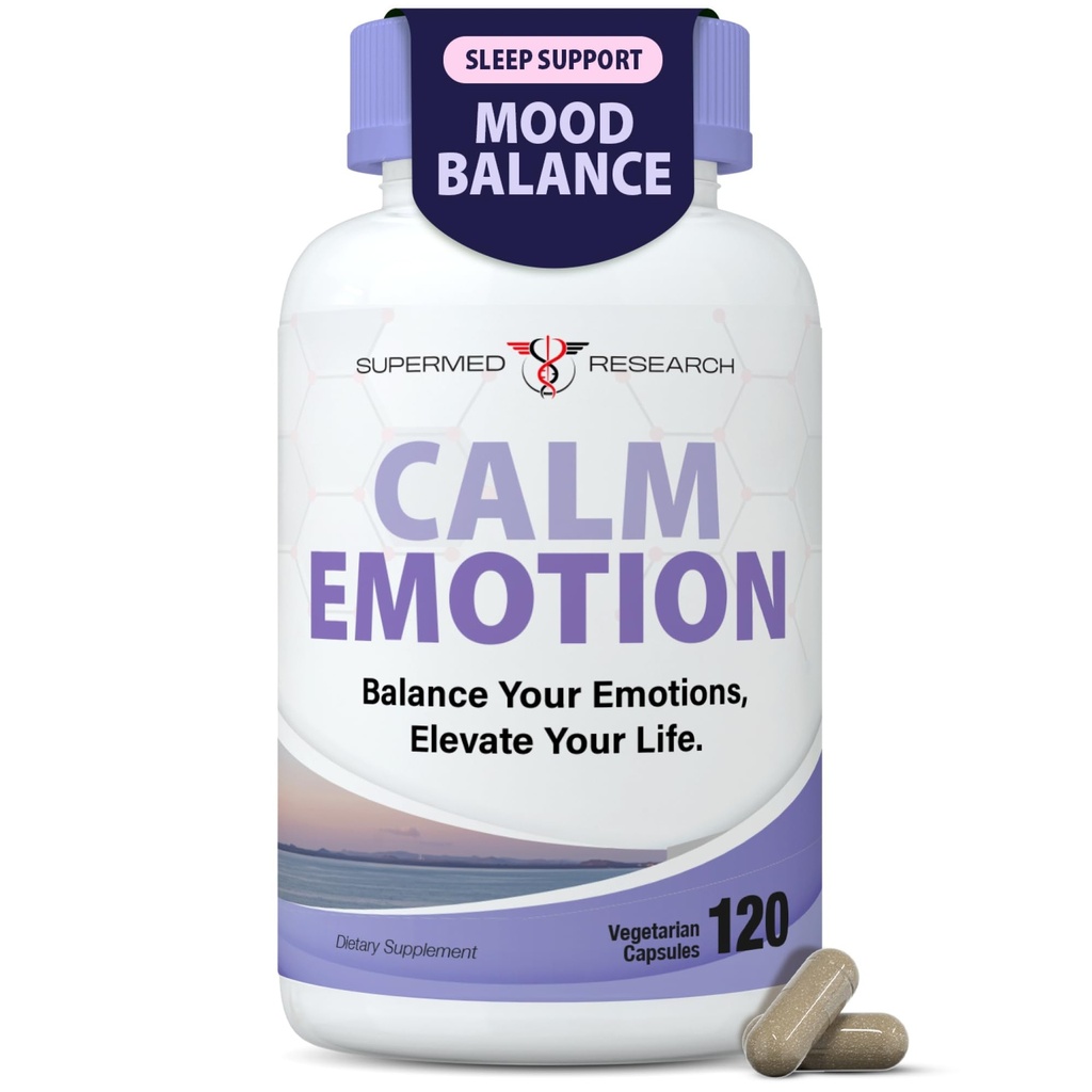 Mood Support Supplement with GABA, Ashwagandha, L-Theanine, L-Tyrosine, L-Glycine, 5-HTP & Magnesium – Supports Relaxation, Mood & Restful Sleep – Non-GMO, Vegan (120 Veg Capsules)