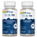 SOLARAY ProSorb Ashwagandha Supplements 18X Absorption and Turmeric Curcumin Supplements 29X Absorption, Occasional Stress, Mood, and Joint Health Support, Vegan, 60-Day Guarantee, 30 VegCaps