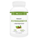 ML Naturals Organic Ashwagandha Powder 600mg, Ashwagandha Extract 400mg, Black Pepper Extract 10mg (Per Serving) 120 Vegetable Capsules