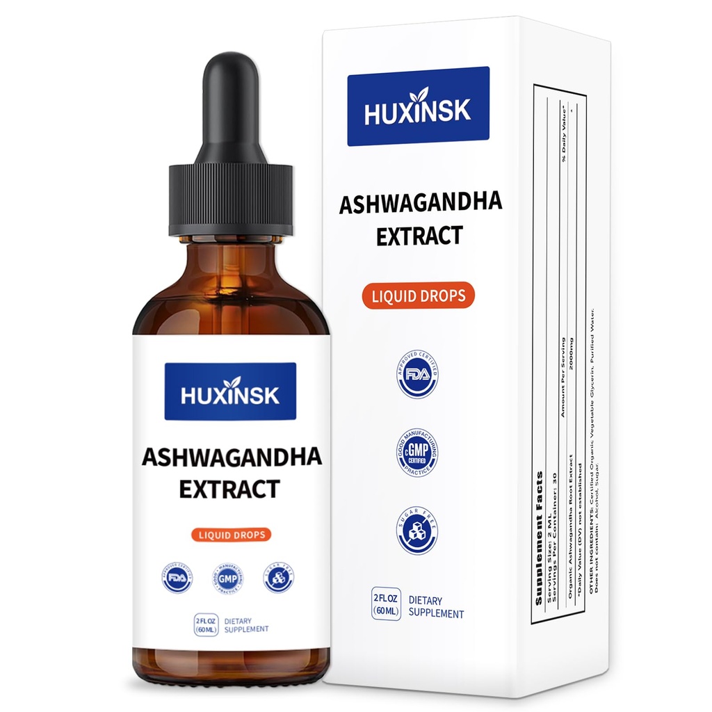 Ashwagandha Liquid Drops Extract | Certified Organic Withania Somnifera | Natural Stress Relief & Energy Support | Alcohol-Free, 60ml Adaptogen Tincture