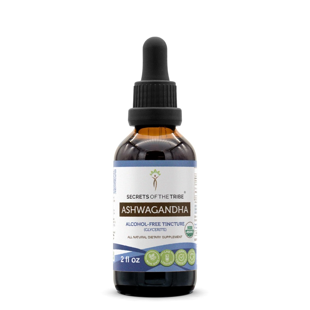 Ashwagandha USDA Organic | Alcohol-FREE Extract, High-Potency Herbal Drops, Reduces Stress, Promotes Relaxation | Made from 100% Certified Organic Ashwagandha (Withania Somnifera) Dried Root 2 oz