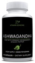 Organic Ashwagandha 650mg + Organic Black Pepper 5mg | Extra Strength Root Extract | Stress Relief | 60 Vegetarian Capsules | Non-GMO | Made in USA