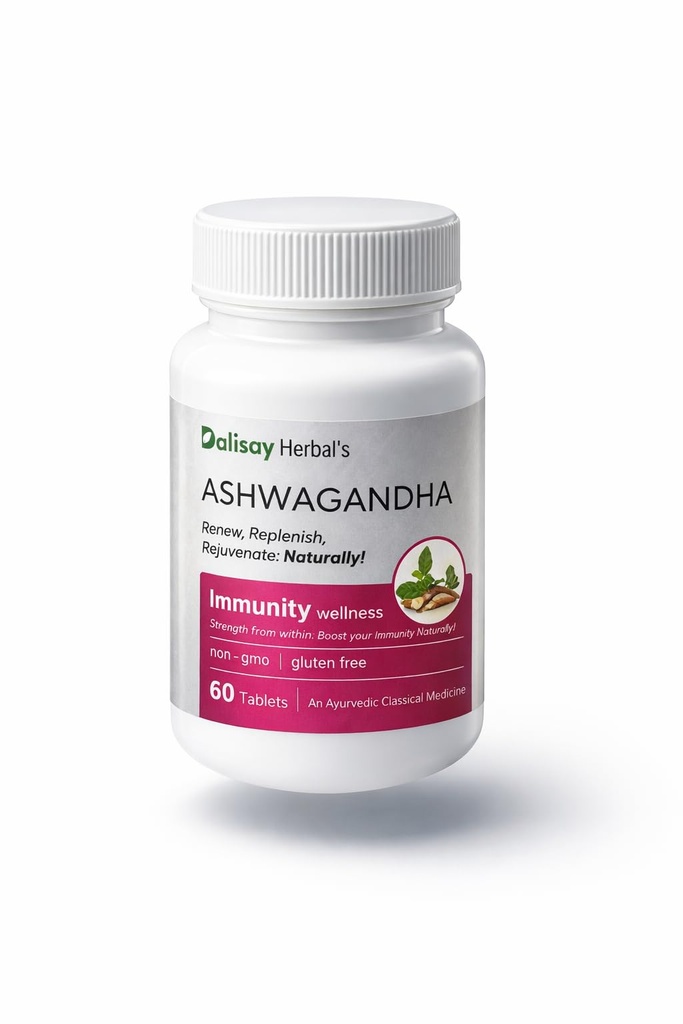 Dalisay Herbal's Ashwagandha Immunity Wellness Supplement, 500mg, 60 Tablets, Non-GMO, Gluten Free, for Stress Relief, Anxiety Support, Sleep