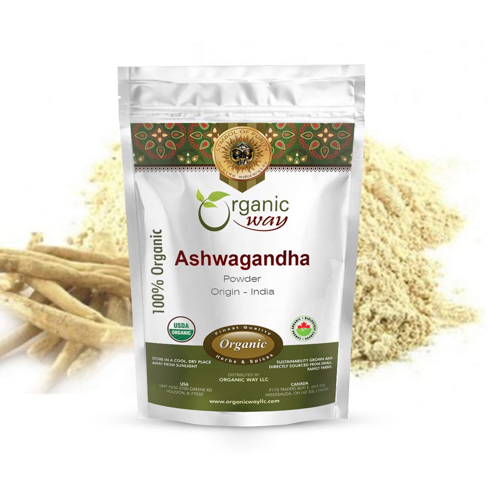 Organic Way Premium Ashwagandha Root Powder (Withania somnifera) - Organic & Kosher Certified | Vegan | Non GMO & Gluten Free | USDA Certified | Origin - India (1/2 Lbs / 8Oz)